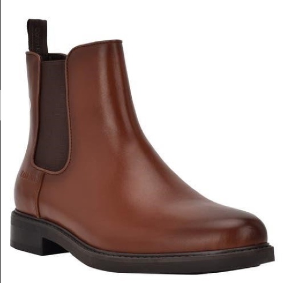 Calvin Klein Men's Fenwick Pull On Chelsea Boot Color Brown Size 7 - Picture 1 of 9
